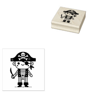 Cute Pirate Children Rubber Stamp