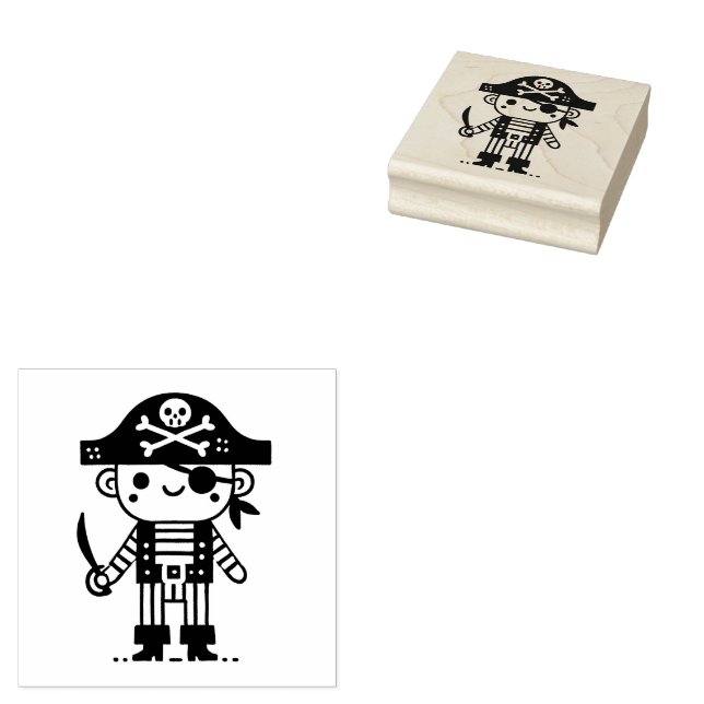 Cute Pirate Children Rubber Stamp (Stamped)