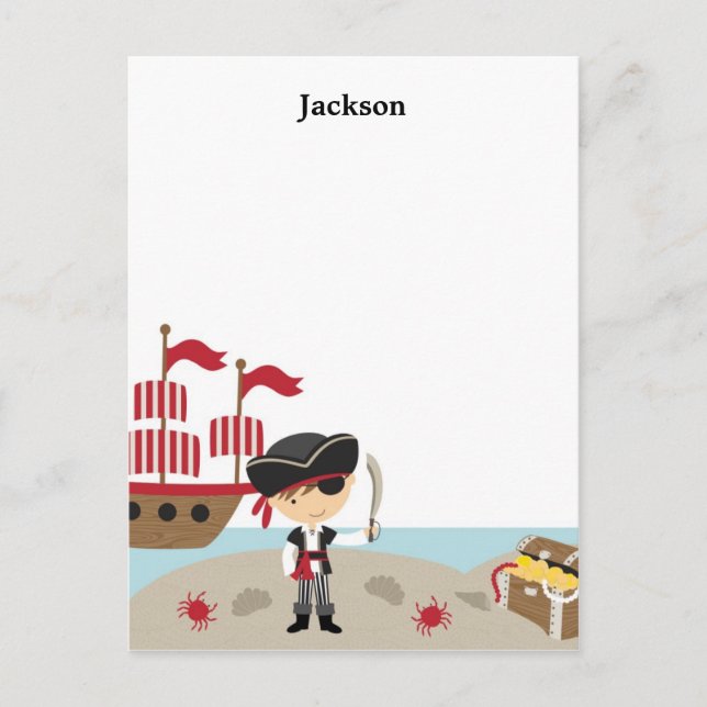 Cute Pirate Flat Note Card (Front)
