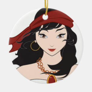 Cute Pirate Girl Ceramic Ornament