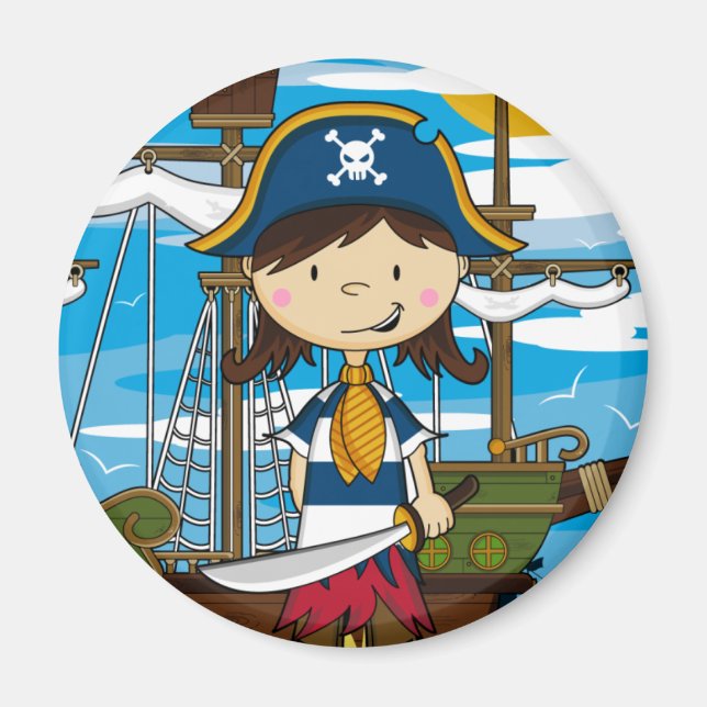 Cute Pirate Girl Magnet (Front)