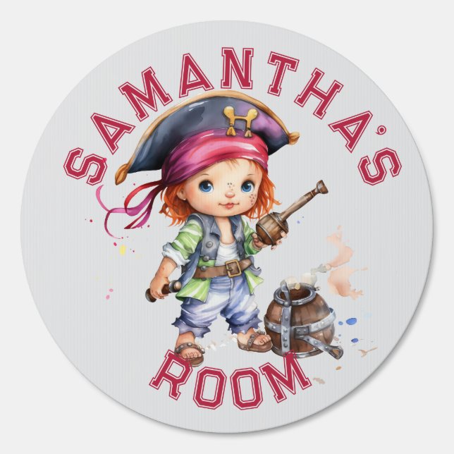 Cute Pirate Girl Personalized  Sign (Front)