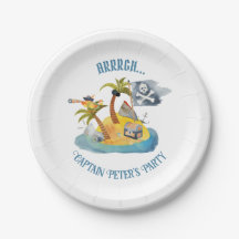 Cute Pirate Island Kids Birthday Party Paper Plate