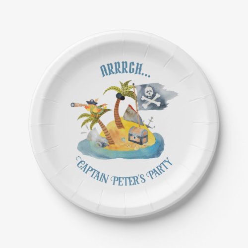 Cute Pirate Island Kids Birthday Party Paper Plate