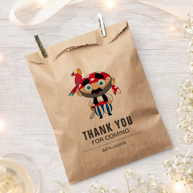Cute Pirate Kids Birthday Party Favor Bag (Clipped)