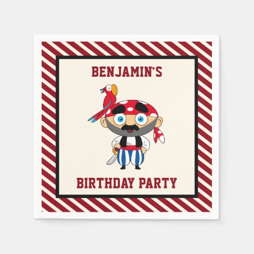 Cute Pirate Kids Birthday Party Paper Napkins