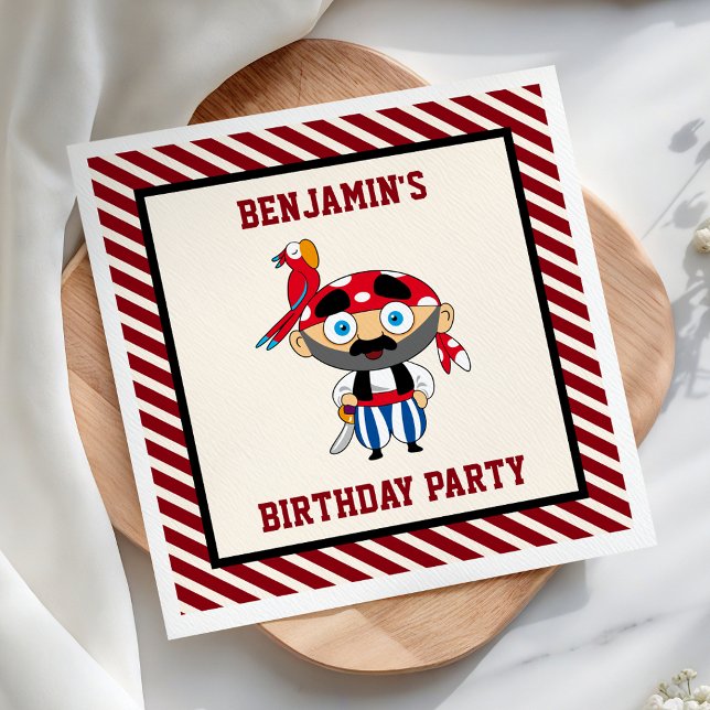 Cute Pirate Kids Birthday Party Paper Napkins (Creator Uploaded)