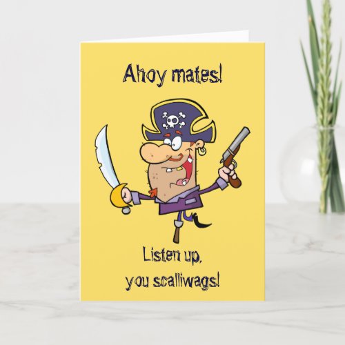 Cute Pirate Kids Personalized Birthday Card