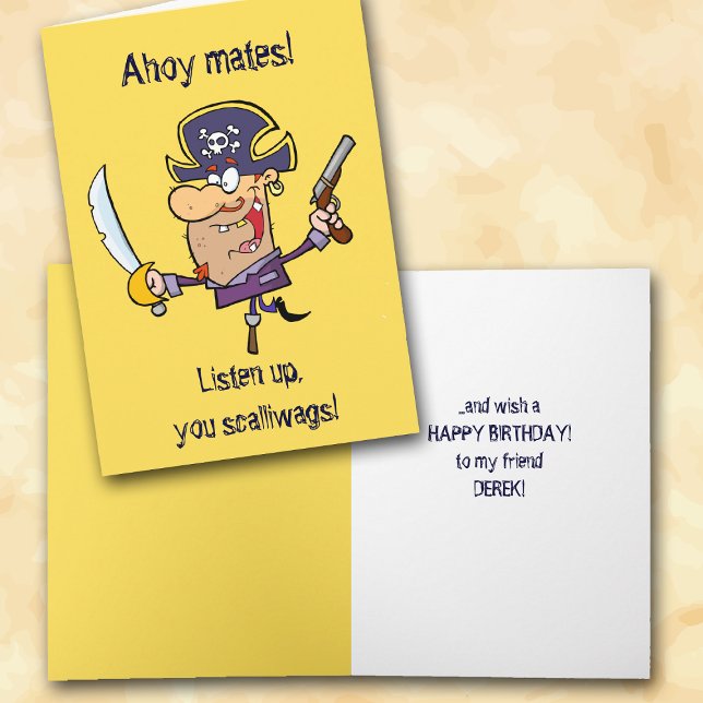 Cute Pirate Kid's Personalized Birthday Card (Creator Uploaded)