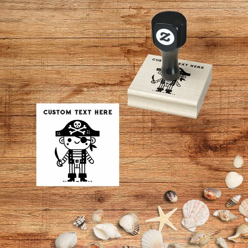 Cute Pirate Kids Rubber Stamp