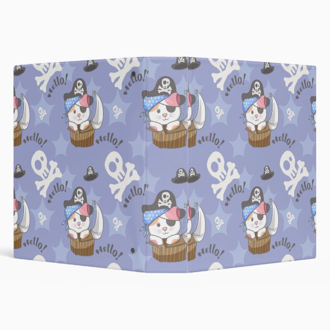 Cute Pirate Kitten Pattern 3 Ring Binder (Background)