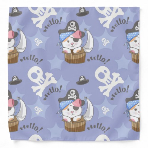 Cute Pirate Kitten Pattern Bandana