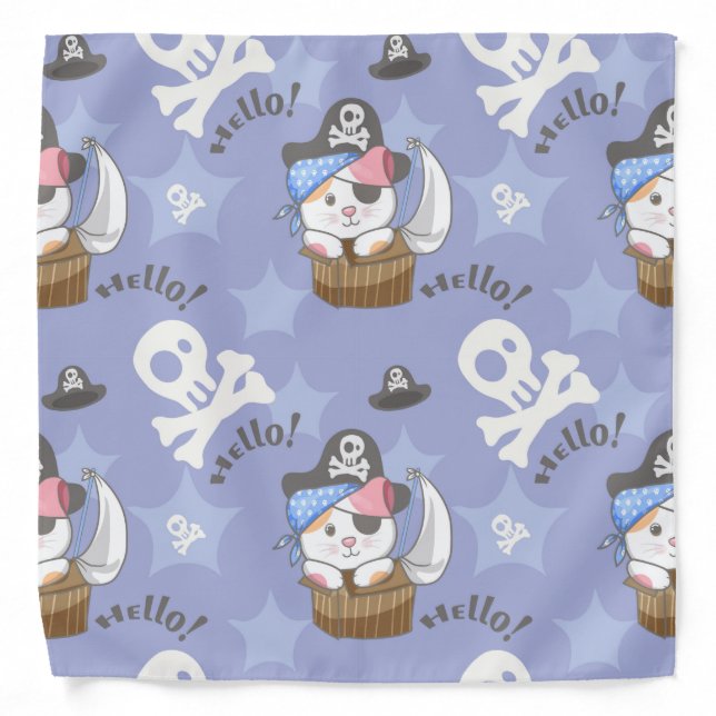 Cute Pirate Kitten Pattern Bandana (Front)