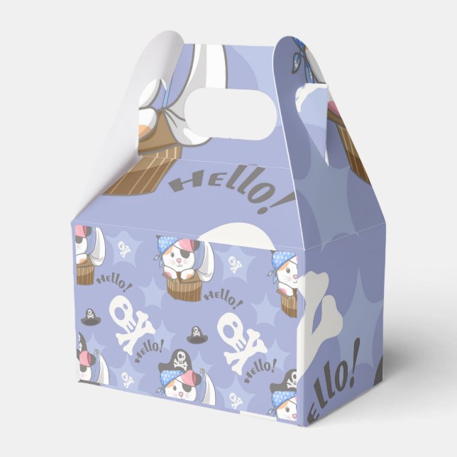 Cute Pirate Kitten Pattern Favor Boxes (Front Side)