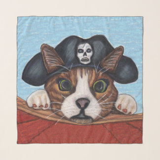 Cute Pirate Kitty Cat Black Hat With Skull Scarf