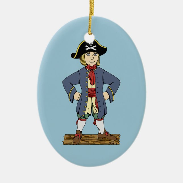 Cute Pirate Lad Ceramic Ornament (Front)