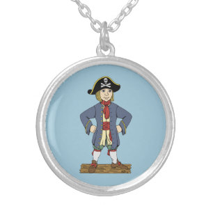 Cute Pirate Lad Silver Plated Necklace