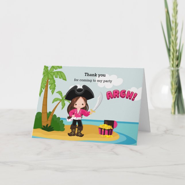 Cute Pirate Letterpress Thank You Card (Front)
