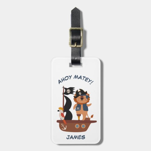 Cute Pirate Lion Personalized Kids  Luggage Tag