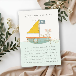Cute Pirate Mouse Sailboat Books For Baby Shower Enclosure Card
