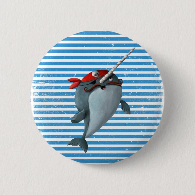 Cute Pirate Narwhal Button (Front)