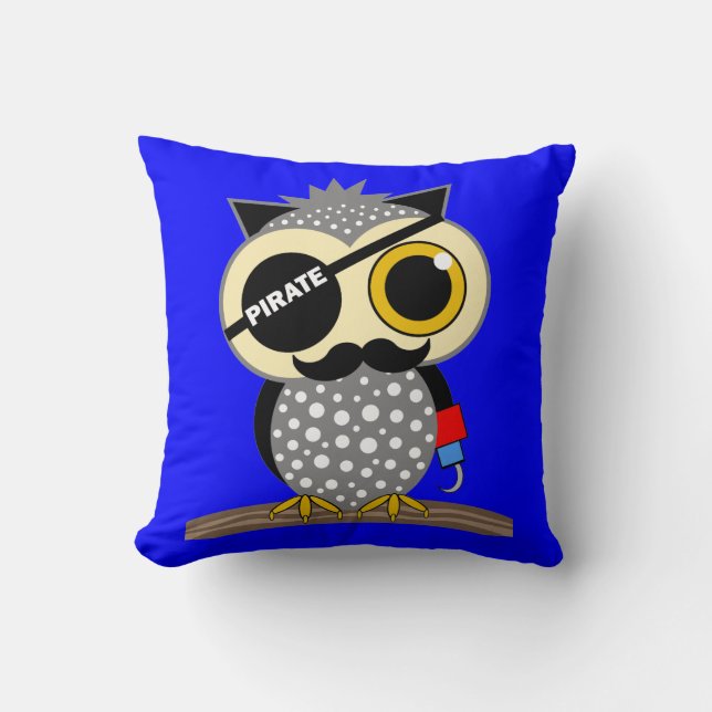 cute pirate owl throw pillow (Front)