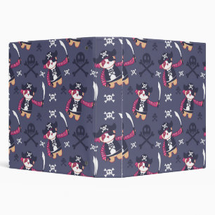 Cute Pirate Panda Bear Pattern 3 Ring Binder