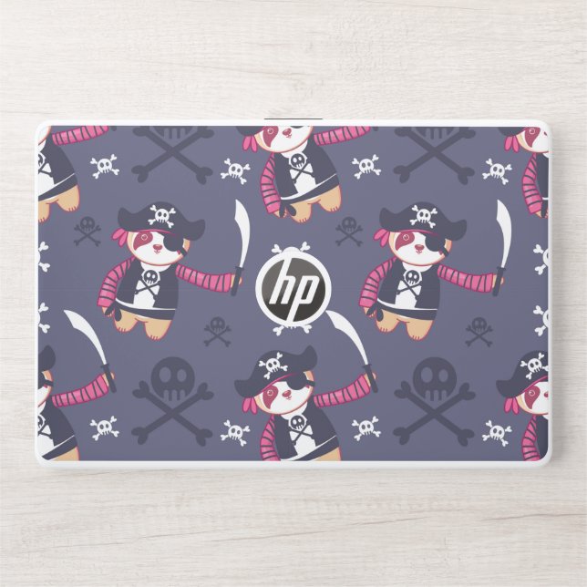 Cute Pirate Panda Bear Pattern HP Laptop Skin (Front)
