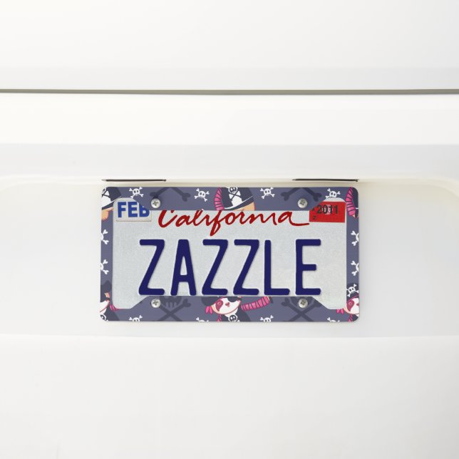 Cute Pirate Panda Bear Pattern License Plate Frame (On Car)