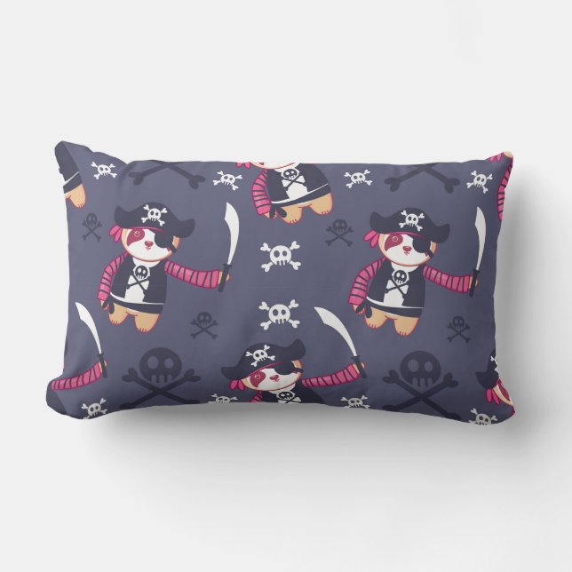 Cute Pirate Panda Bear Pattern Lumbar Pillow (Front)