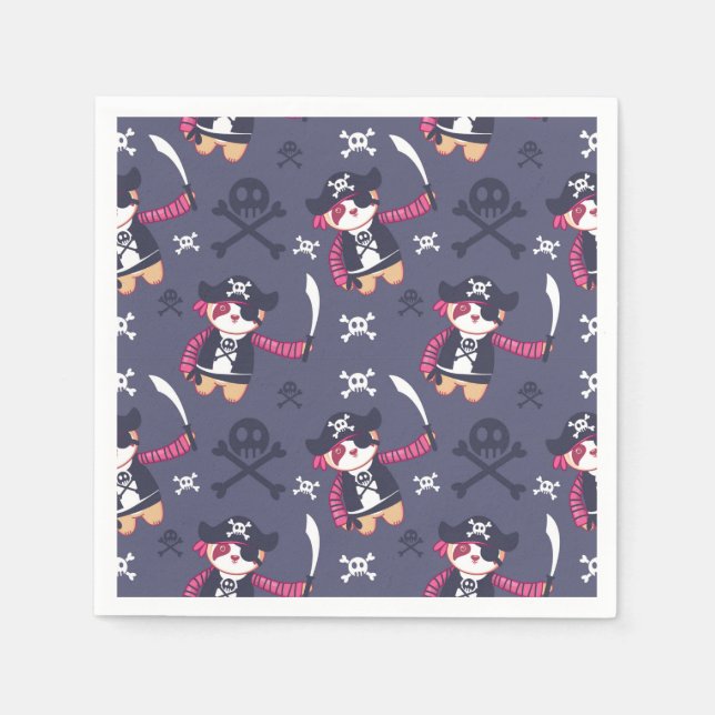 Cute Pirate Panda Bear Pattern Napkins (Front)