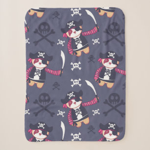 Cute Pirate Panda Bear Pattern Sherpa Blanket