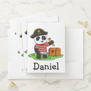 Cute Pirate Panda Bear Pocket Folder
