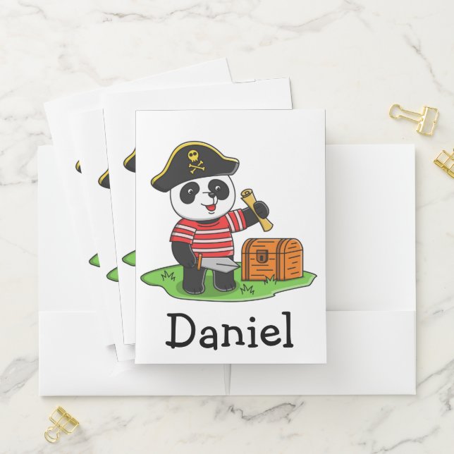 Cute Pirate Panda Bear Pocket Folder (In Situ)