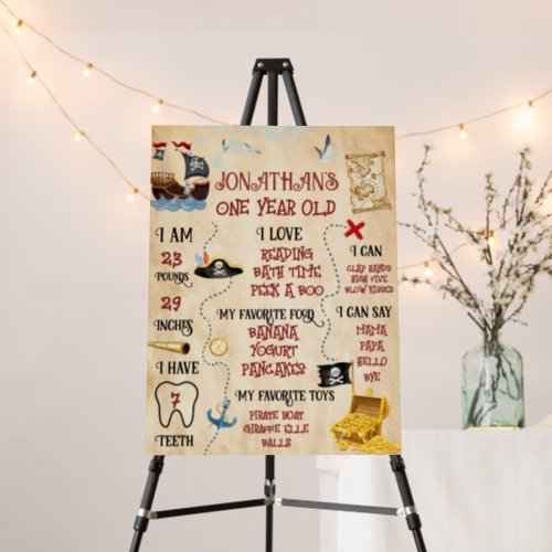 Cute Pirate Party welcome First birthday Foam Board