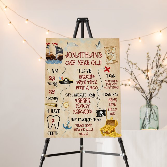 Cute Pirate Party welcome First birthday Foam Board (In Situ (Stand))