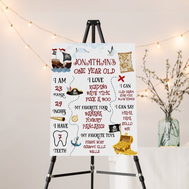 Cute Pirate Party welcome First birthday Foam Board (In Situ (Stand))