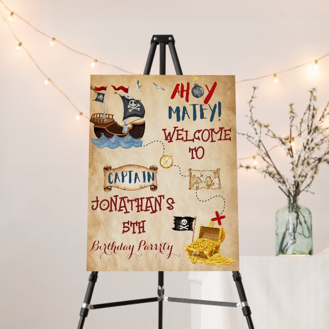 Cute Pirate Party welcome Foam Board (In Situ (Stand))