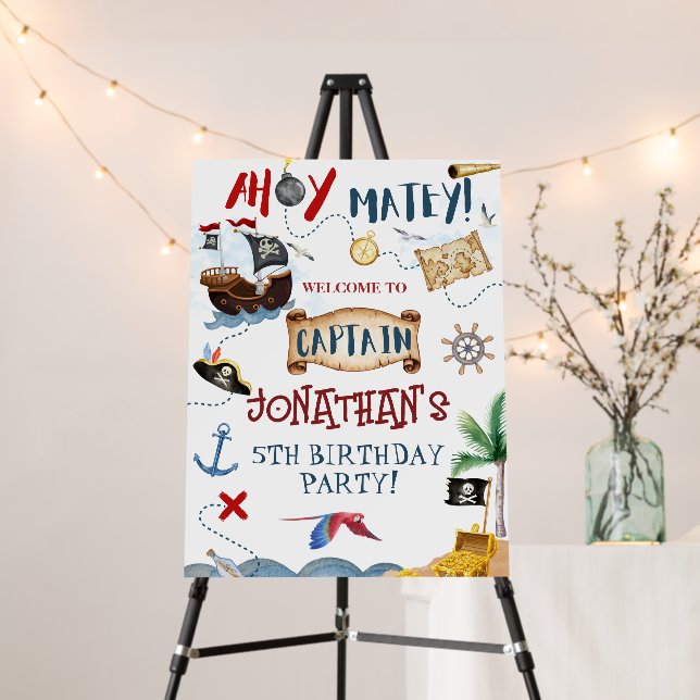 Cute Pirate Party Welcome  Foam Board (In Situ (Stand))