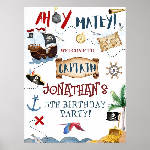 Cute Pirate Party Welcome  Poster