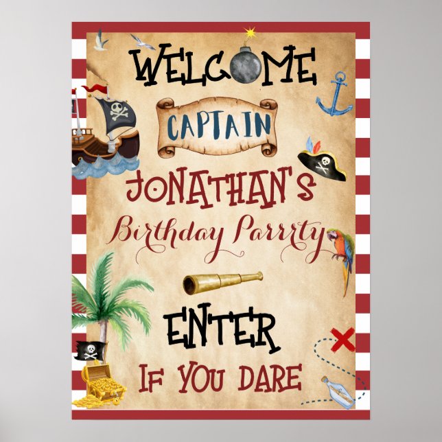 Cute Pirate Party welcome Poster (Front)