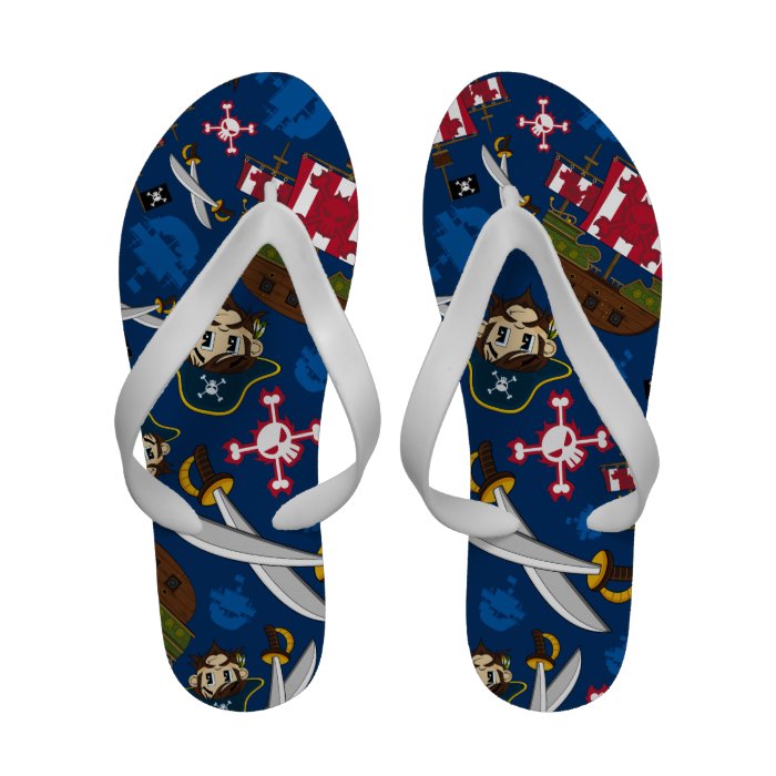 Cute Pirate Patterned Flip Flops