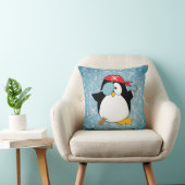 Cute Pirate Penguin Blue Throw Pillow (Chair)