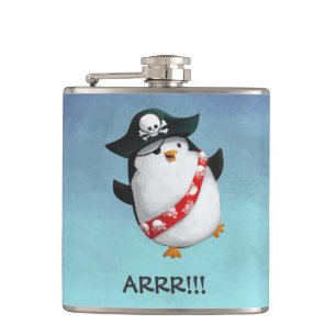 Cute Pirate Penguin Hip Flask
