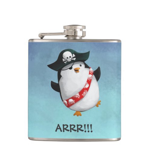 Cute Pirate Penguin Hip Flask