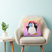 Cute Pirate Penguin Rainbow Throw Pillow (Chair)