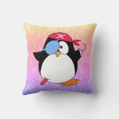 Cute Pirate Penguin Rainbow Throw Pillow (Back)