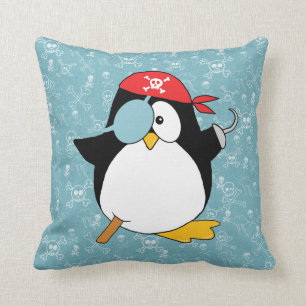 Cute Pirate Penguin Throw Pillow