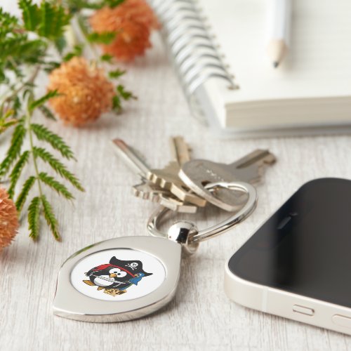 Cute Pirate Penguin with Parrot Keychain