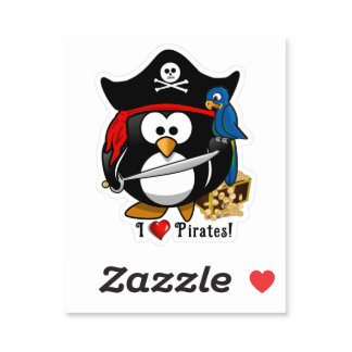 Cute Pirate Penguin with Parrot Sticker